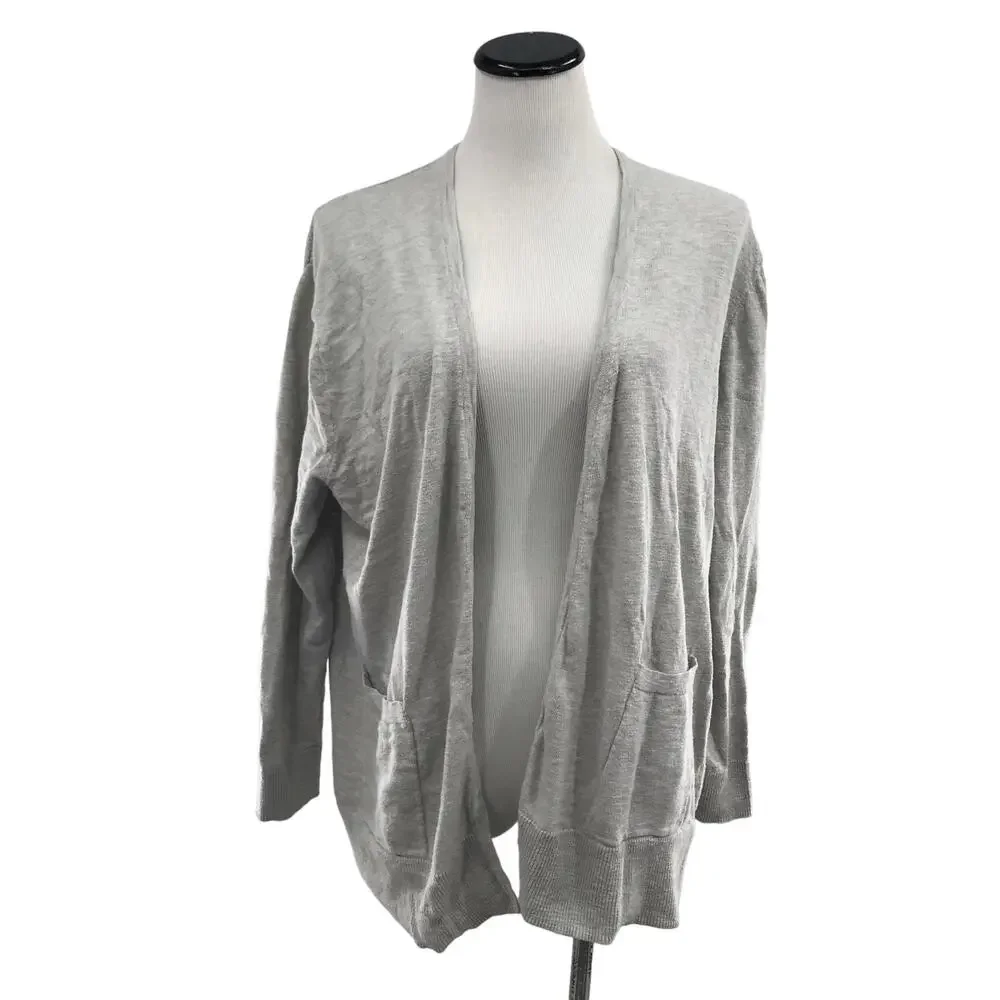 Madewell Light Ice Gray Open Front Cardigan Sweater